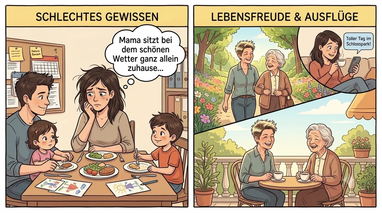 Cartoon: Schlechtes Gewissen – Lebensfreude & Ausflüge