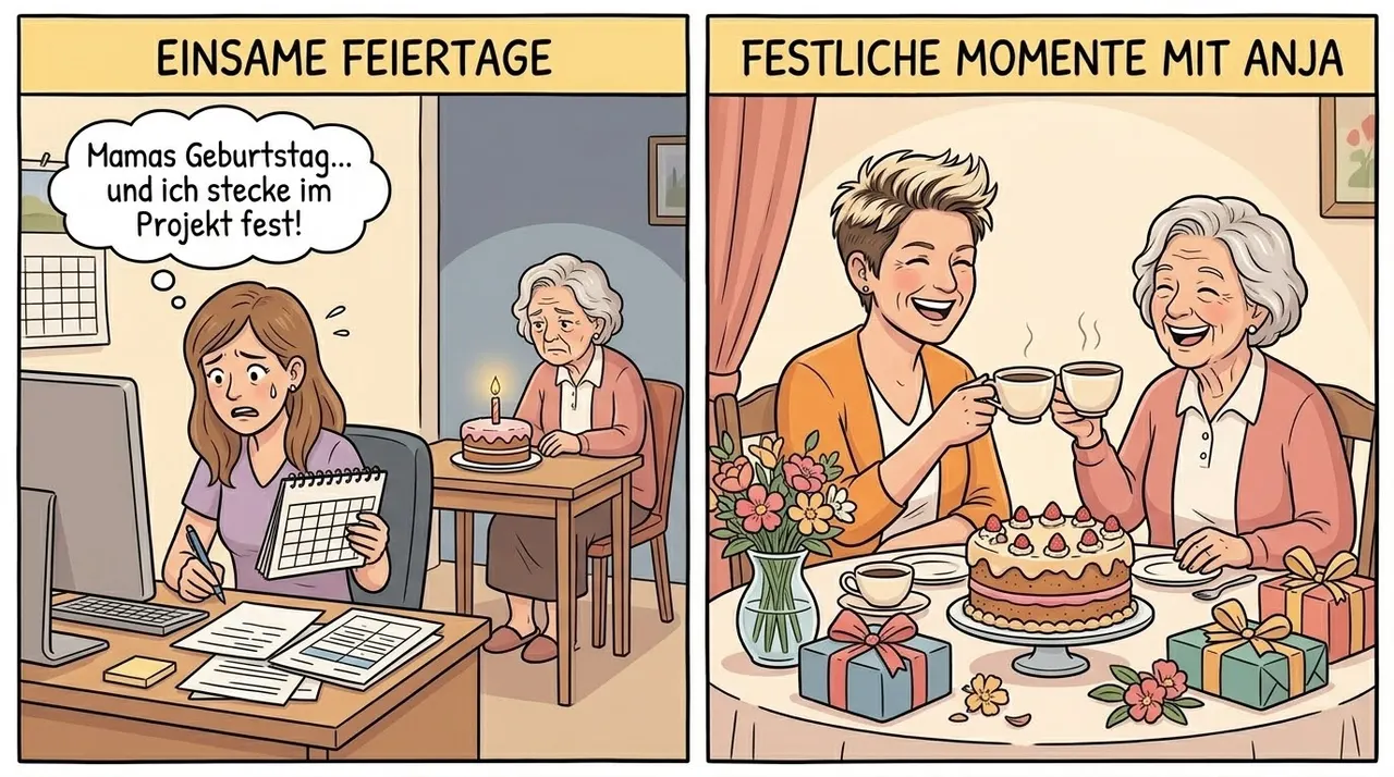 Cartoon: Einsame Feiertage – Festliche Momente mit Anja